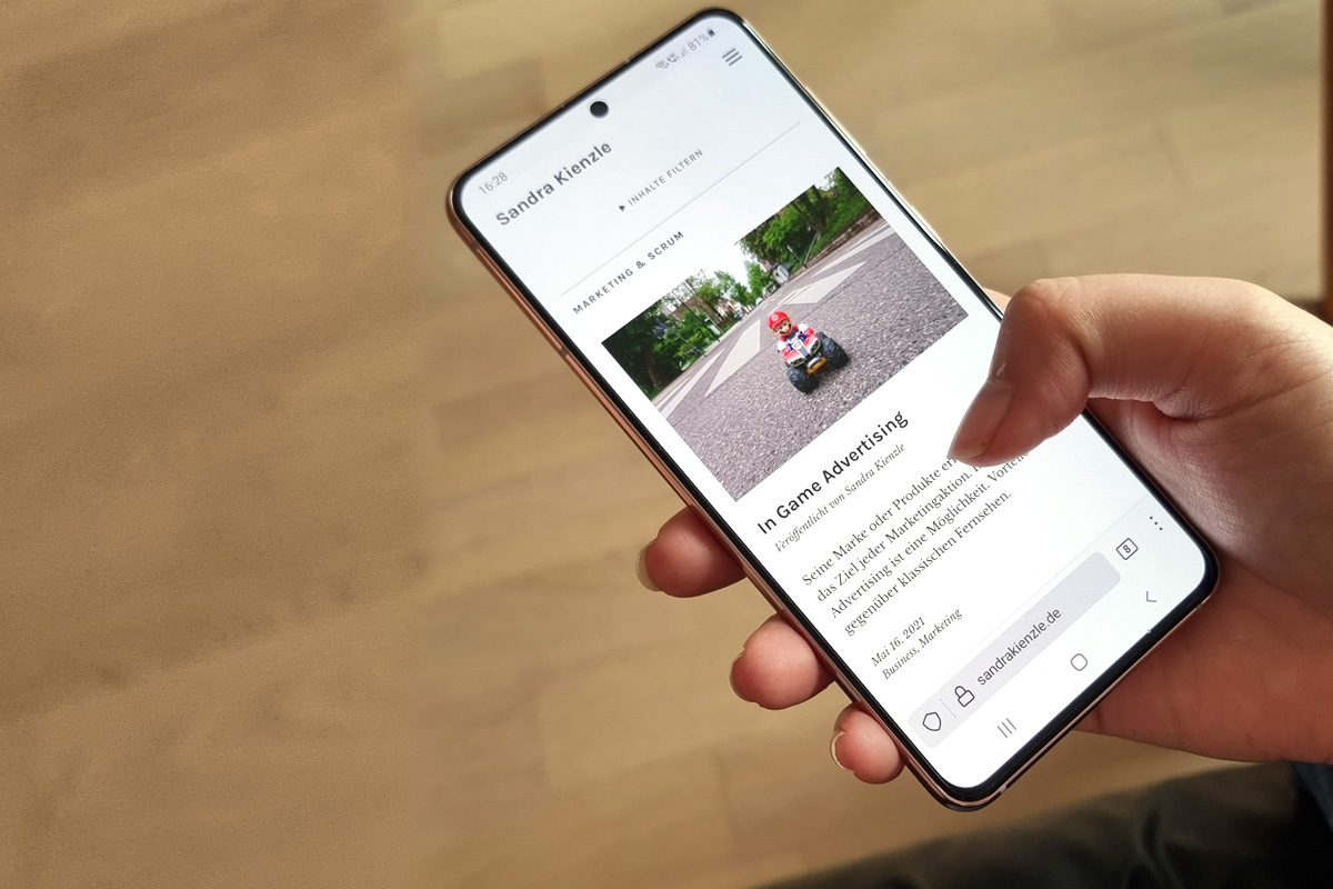 Meine WordPressseite auf einem mobilen Gerät